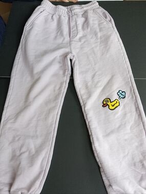 Melting Sadness Light Lavender Sweatpants With Farting Rubber Ducky Decal Size M